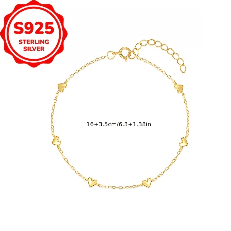 Women's S925 Silver Thin Heart Bracelet, Elegant Design